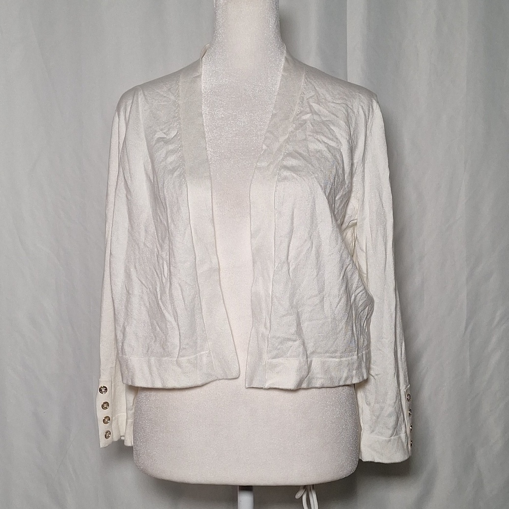 NWOT Tommy Hilfiger Ivory Open Cardigan with gold buttons. Size Medium.